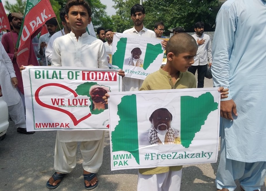اسلام آباد، آئی ایس او کے زیراہتمام شیخ زکزکی سے اظہار یکجہتی کیلئے احتجاجی مظاہرے کی تصاویر