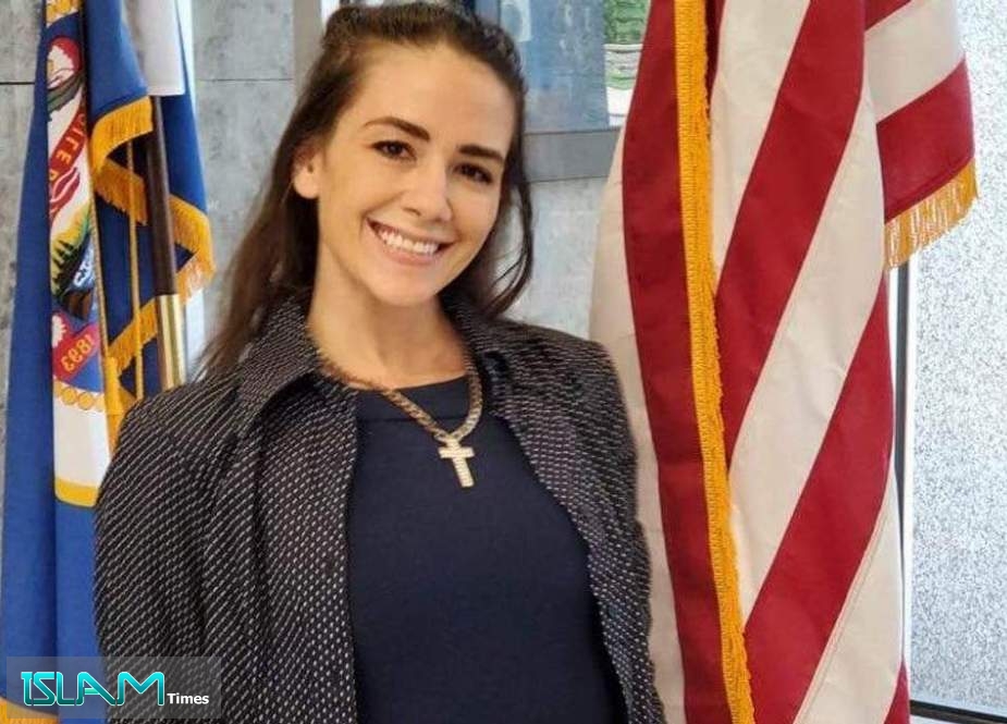 Danielle Stella, the Republican running for Congress against Muslim Congresswoman Ilhan Omar in Minnesota. Stella, who has been charged with felony theft, has described Minneapolis as ‘the crime capital of our country’.
