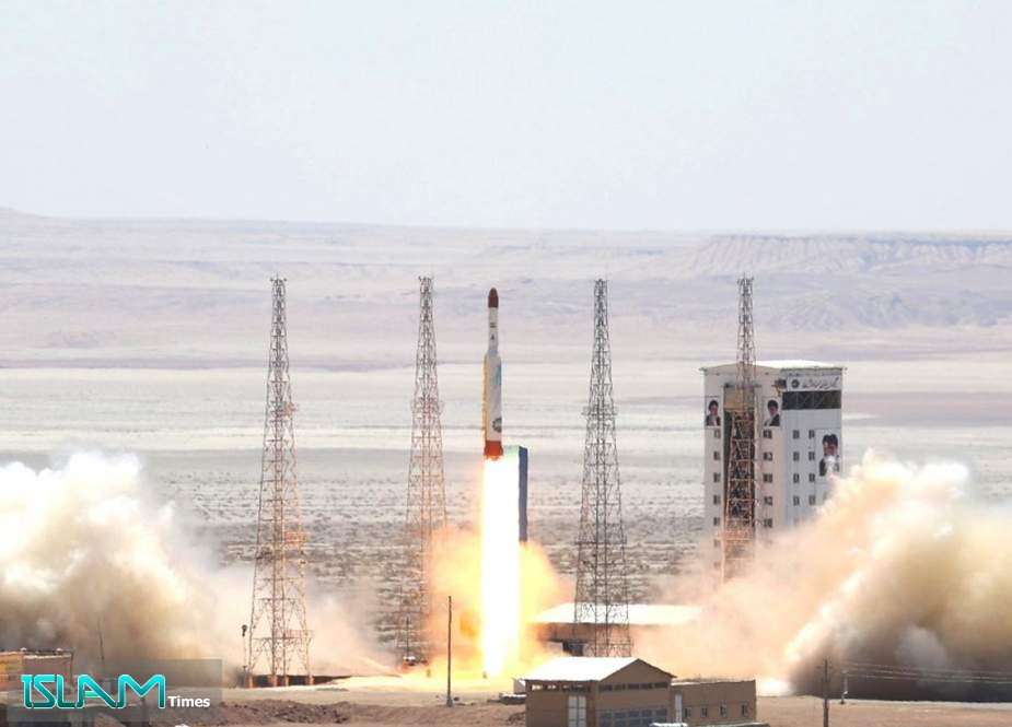 A Simorgh (Phoenix) satellite rocket is seen at its launch site at an undisclosed location in Iran.