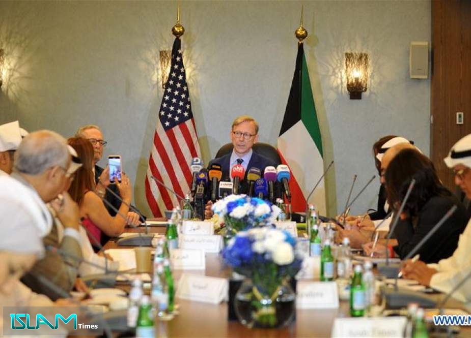 Brian Hook, the US Special Representative for Iran, arrives to attend a press conference in Kuwait City