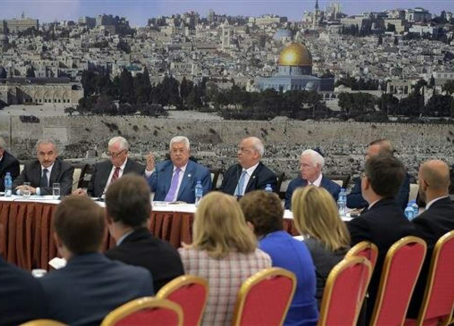 Palestinian President Mahmoud Abbas speaking to Democratic members of Congress.jpg