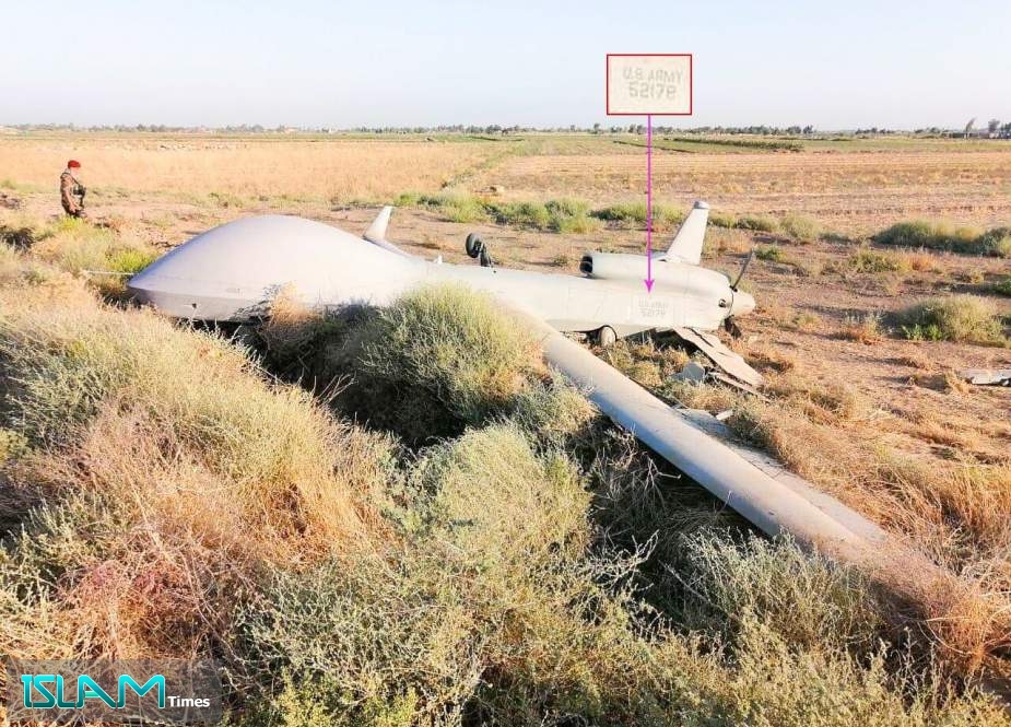 The undated photo shows an American surveillance drone, registered under the number "52178", which reportedly crashed northwest of the Iraqi capital of Baghdad.
