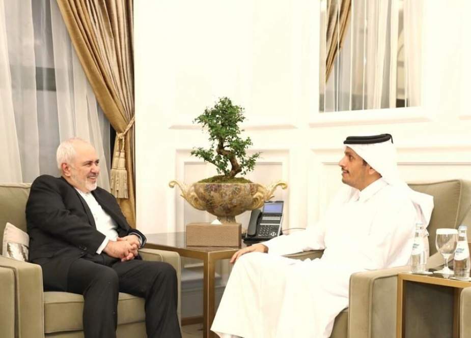 Iranian Foreign Minister Mohammad Javad Zarif and Qatari counterpart Mohammed bin Abdulrahman bin Jassim Al Thani.jpg