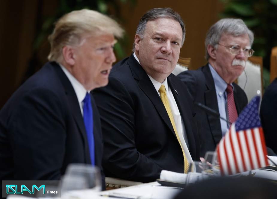 From Left, US President Donald Trump, Secretary of State Mike Pompeo and National Security Advisor John Bolton are seen in this file photo.