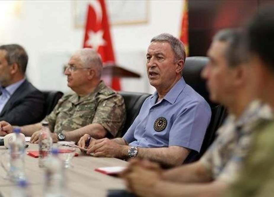 Turkish Defense Minister Hulusi Akar speaks during a visit to Turkey’s southeastern province of Sanliurfa.jpg
