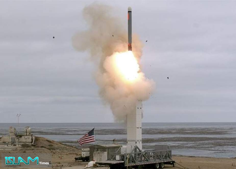 This US Department of Defense handout photo shows the flight test of a conventionally configured ground-launched cruise missile at San Nicolas Island,