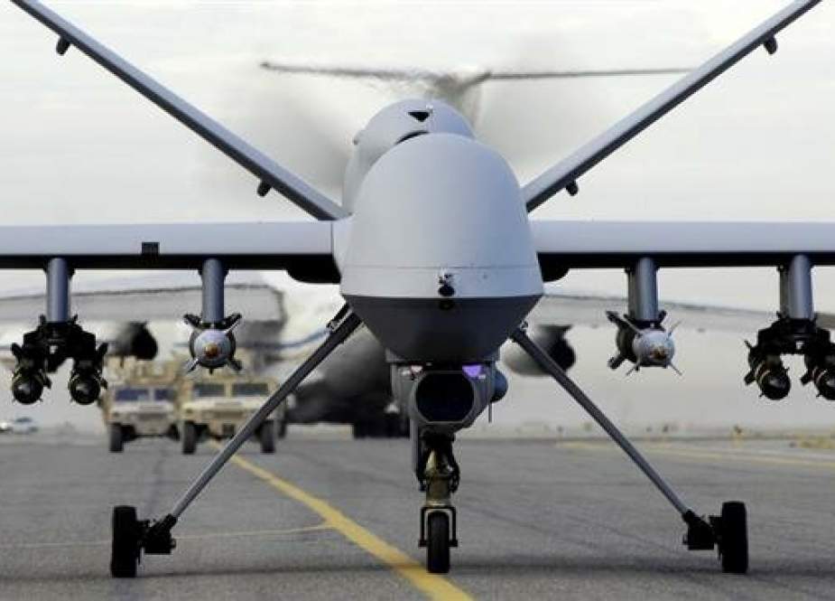 US-built General Atomics MQ-9 Reaper (sometimes called Predator B) drone armed with Hellfire shells.jpg