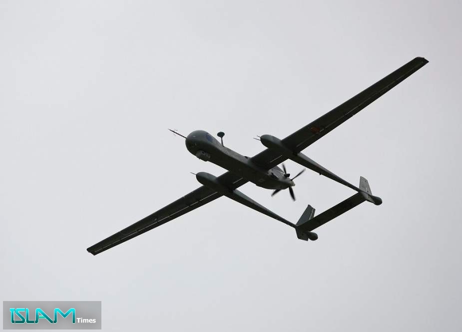 Israeli Heron TP surveillance drone flying during a presentation at the Tel Nof Air Force base, south of Tel Aviv.