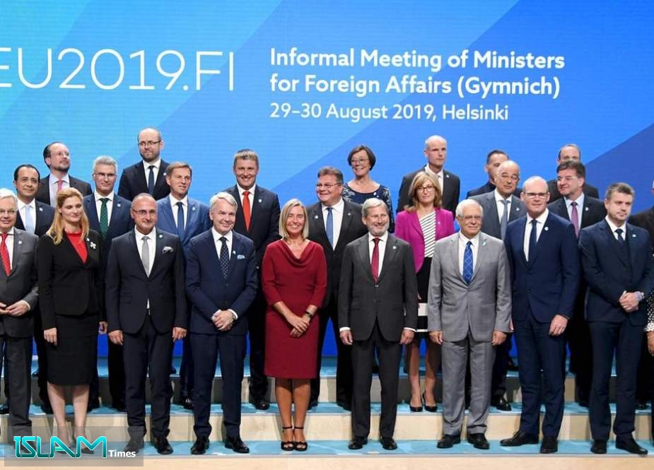 European Union foreign policy chief Federica Mogherini and EU foreign and defense ministers in Helsinki, Finland, August 29, 2019.