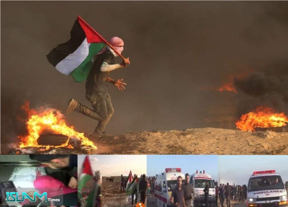 نہتے فلسطینی مظاہرین پر سرحد پار سے اسرائیلیوں کی سیدھی فائرنگ، 75 زخمی
