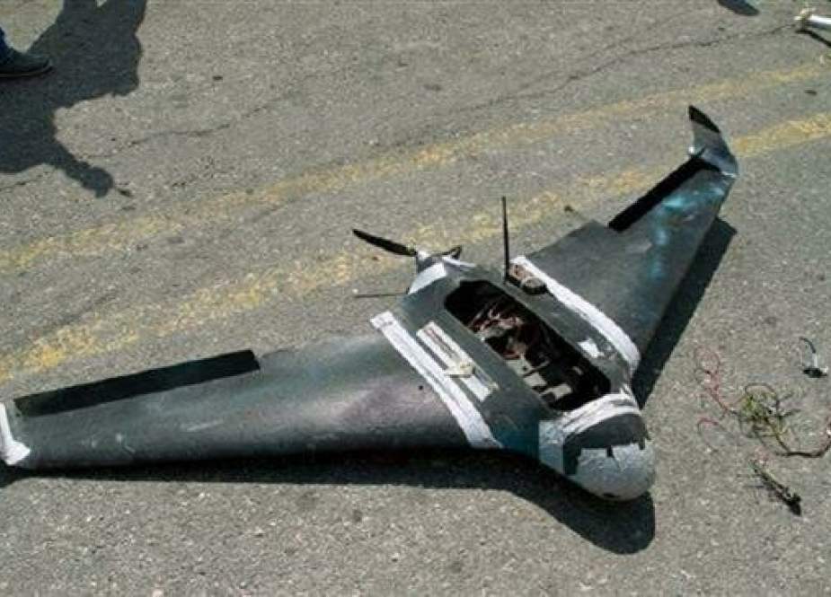 Remains of a militant drone that was shot down over Hmeimim Air Base in Syria