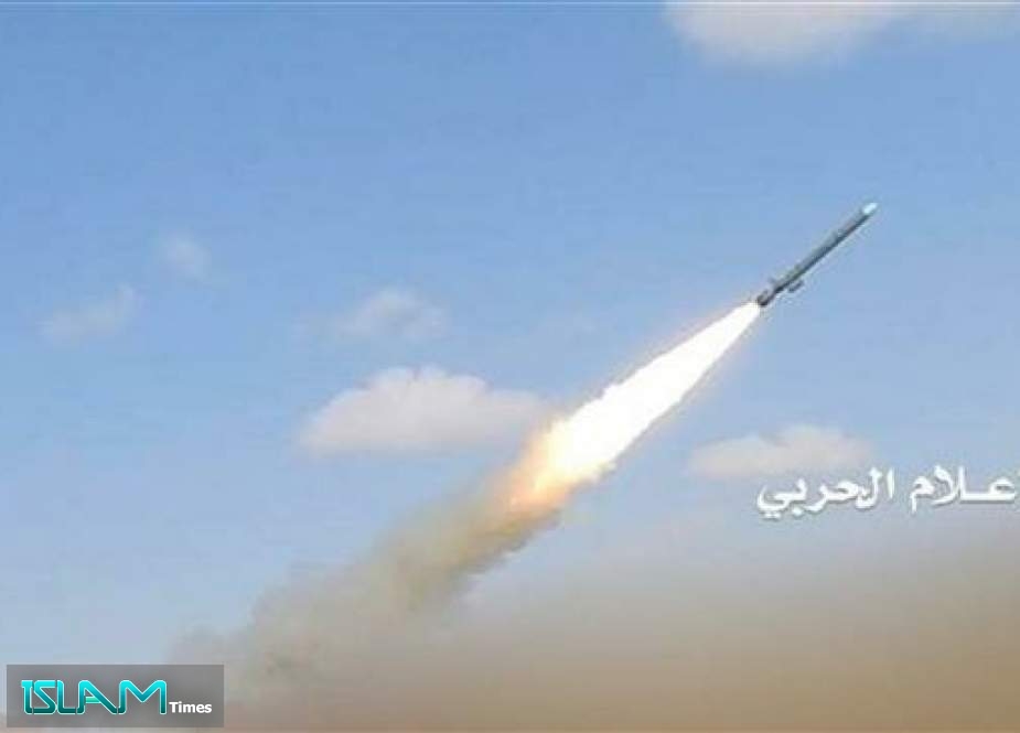 In this file photo, Yemeni forces launch a domestically-manufactured Zelzal-1 (Earthquake-1) ballistic missile at a military site in Saudi Arabia. (By the media bureau of Yemen’s Operations Command Center)