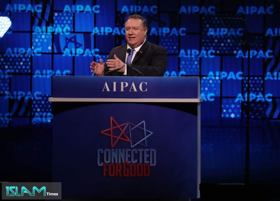 US Secretary of State Mike Pompeo speaks during the AIPAC