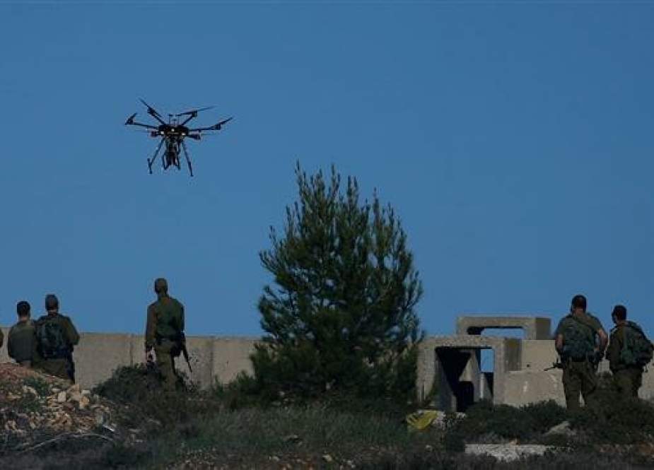 Israeli soldiers prepared drone to throw gas canisters during clashes with Palestinian protesters in Ramallah.jpg