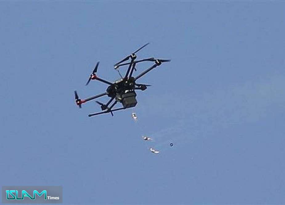 This photo shows an Israeli army drone in flight near the border with Gaza.