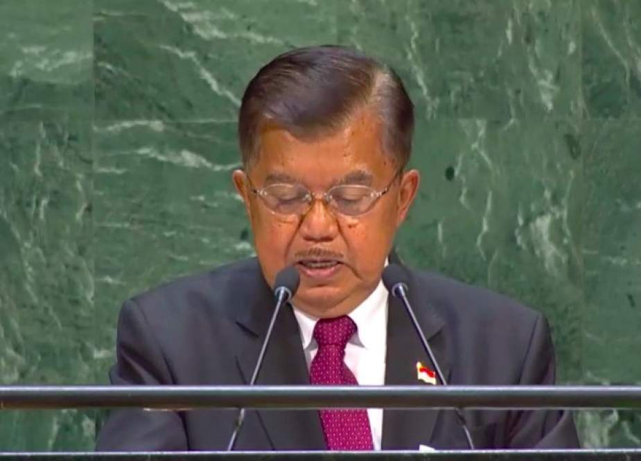 Wakil Presiden Jusuf Kalla sampaikan pidato di Sidang Majelis Umum PBB. Foto: UN (Medcom)