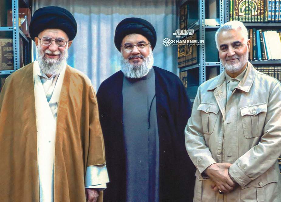 Sekjen Hizbullah dan Qassem Soleimani bersama Pemimpin Revolusi Islam