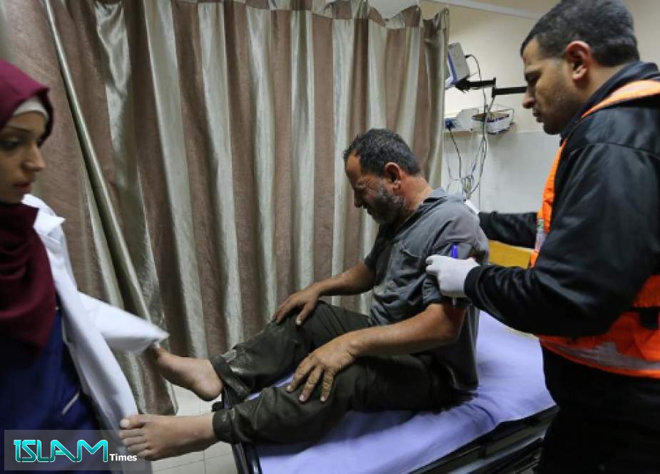A wounded Palestinian receives treatment in a hospital following Israeli air strikes, in the southern Gaza Strip November 2, 2019. (Reuters)