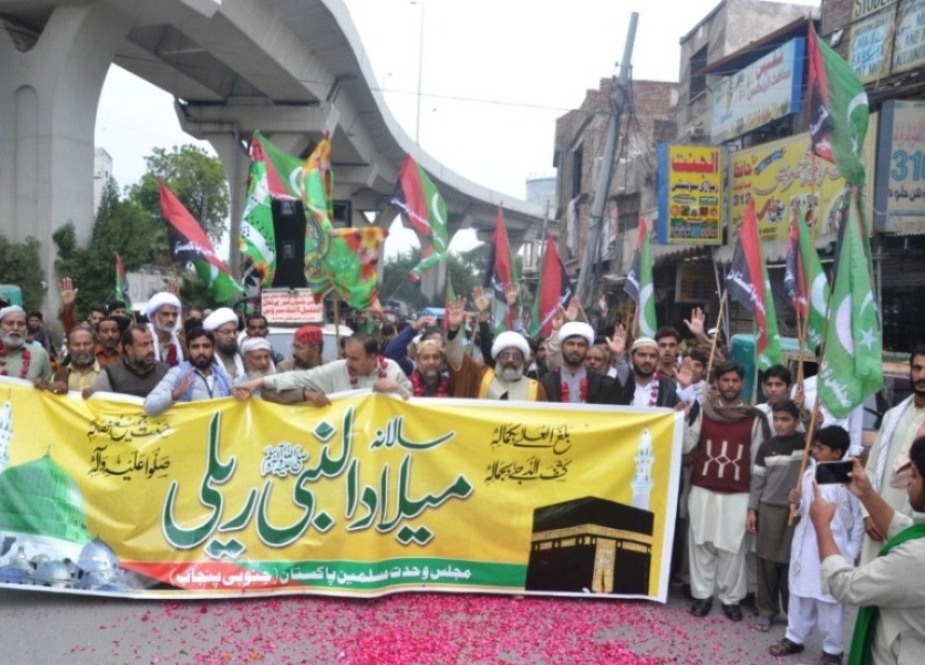 مجلس وحدت مسلمین جنوبی پنجاب کے زیراہتمام عید میلادالنبی ریلی کا اہتمام، شیعہ سنی اکابرین کی شرکت 