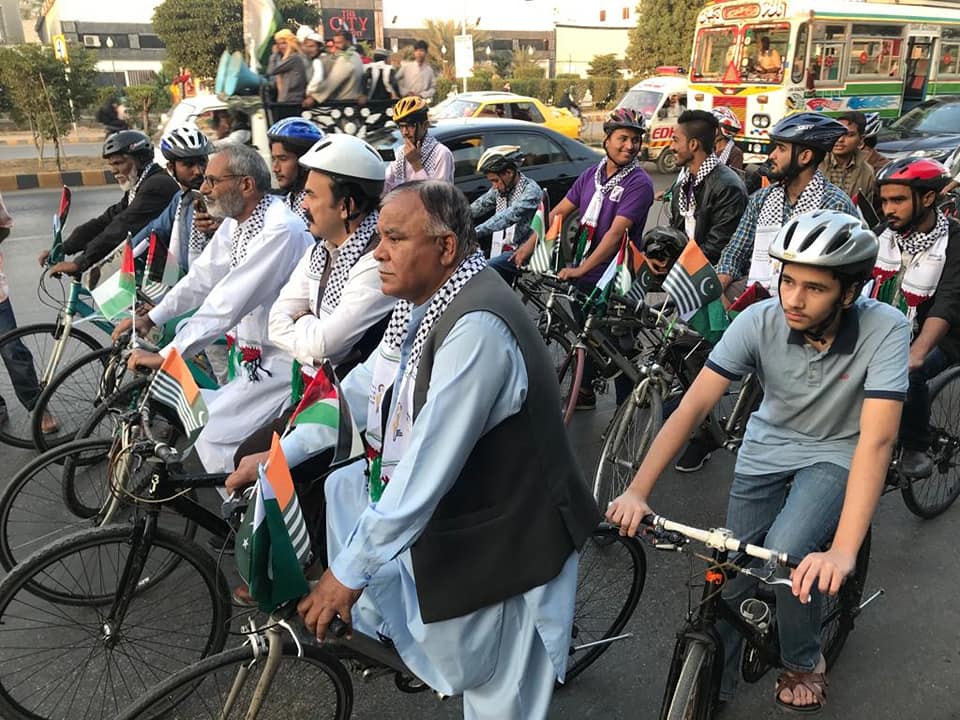 پی ایل ایف کے تحت کراچی میں نرسری تا پریس کلب تک یکجہتی فلسطین سائیکل ریلی کا انعقاد