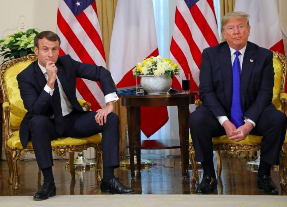 Presiden Prancis Emmanuel Macron melakukan pertemuan dengan Presiden Donald Trump di London. (Foto AFP via Medcom)