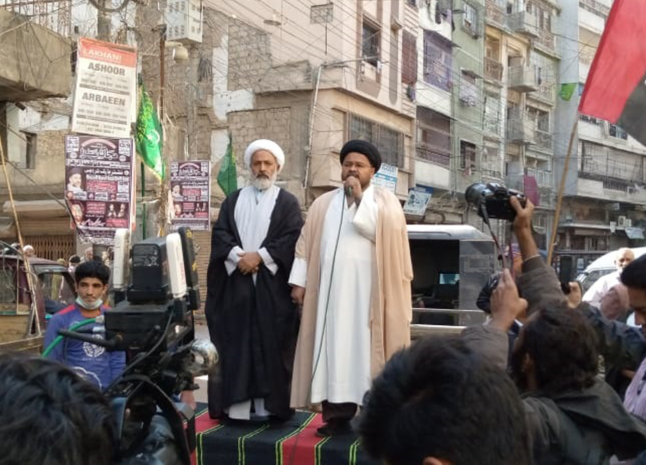 کراچی، شیعہ علماء کونسل کا عراق میں امریکی جارحیت کیخلاف خوجہ مسجد کھارادر کے سامنے احتجاجی مظاہر