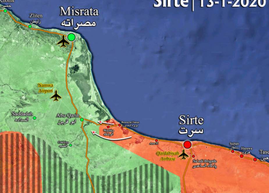 آخرین وضعیت درگیریهای سرت، لیبی؛ ۲۲ دی ۹۸ + نقشه میدانی