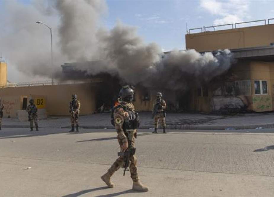 Iraq troops deployed in front of the US embassy in Baghdad.jpg
