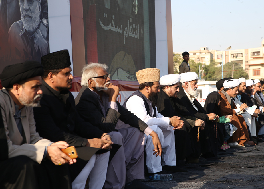 کراچی، شہید قاسم سلیمانی، شہید ابو مہدی المہندس و شہید رفقا کے چہلم کے عظیم الشان مرکزی اجتماع کی تصویری جھلکیاں
