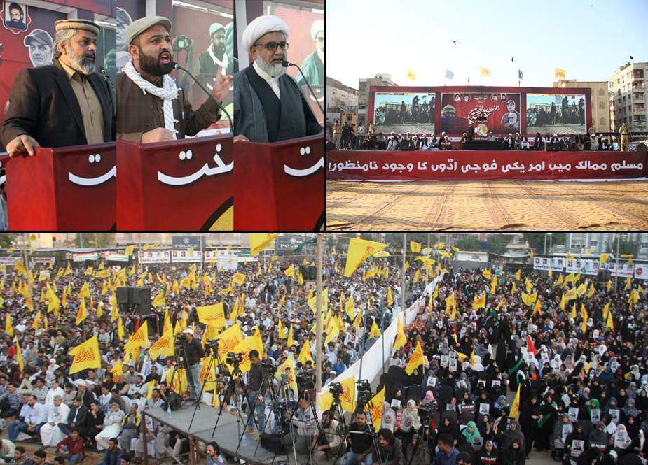 کراچی میں شہید قاسم سلیمانی و رفقاء کے چہلم کا مرکزی اجتماع، شیعہ سنی قائدین کی شرکت