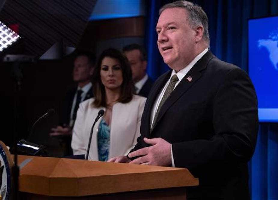 Mike Pompeo, US Secretary of State speaks at a press briefing at the State Department in Washington, DC.jpg