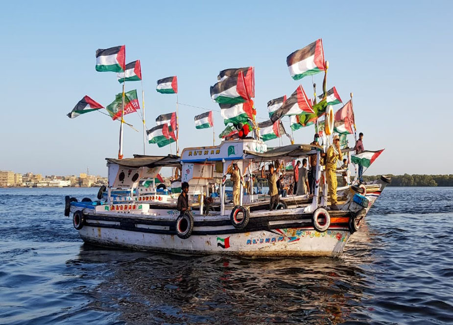 عالمی یوم القدس کی آمد پر آئی ایس او کراچی کے تحت منوڑا کے ساحل پر کشتیوں کی ریلی کا انعقاد