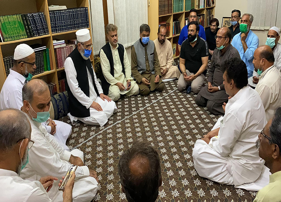 امیر جماعت اسلامی سراج الحق کی علامہ طالب جوہری کے گھر آمد، اہلخانہ سے تعزیت