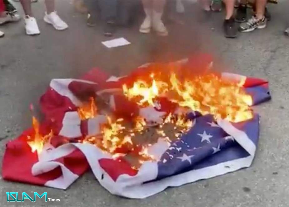 BLM Protesters Stomp on, Burn US Flag outside White House