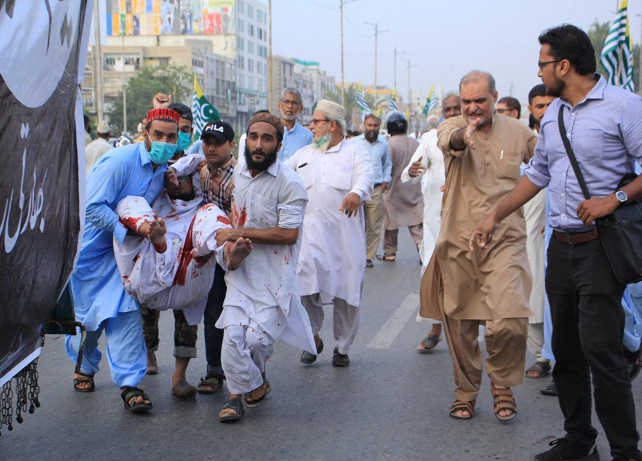 کراچی، گلشن اقبال میں جماعت اسلامی کی کشمیر ریلی پر کریکر حملہ