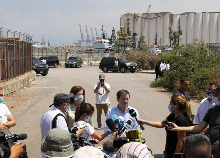 US Under Secretary of State for Political Affairs David Hale speaks to the media at Beirut