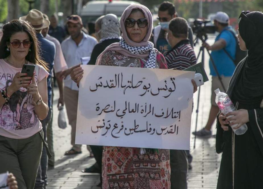 تظاهرات مردم تونس در اعتراض به توافق عادی سازی روابط میان امارات و رژیم صهیونیستی