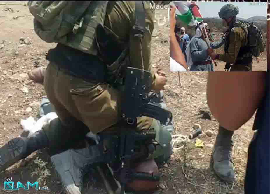 "گردن پر گھٹنے کا منظر"، اس مرتبہ فلسطین میں غاصب صیہونی فوجیوں کیجانب سے