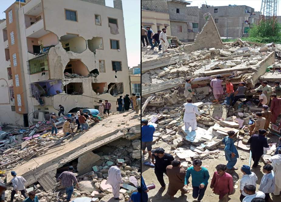کراچی، کورنگی اللہ والا ٹاؤن میں 4 منزلہ رہائشی عمارت گرگئی