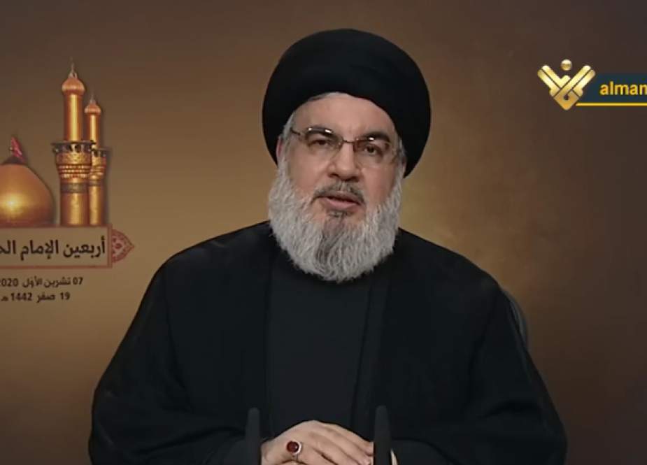 Hezbollah Secretary General Sayyed Hasan Nasrallahn, on Arbaeen - 40 days after the martyrdom anniversary of Imam Hussein.png