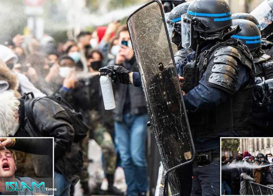 French ‘Freedom of Expression’: Riot Police Pepper-spray Protesting School Kids