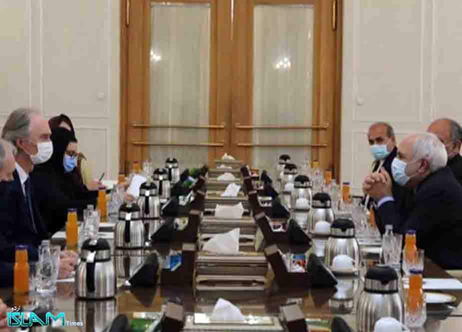 محمد جواد ظریف کیساتھ گیئر پیڈرسن کی ملاقات؛ کرونا کے دوران شامی عوام سے پابندیاں اٹھانے پر تاکید