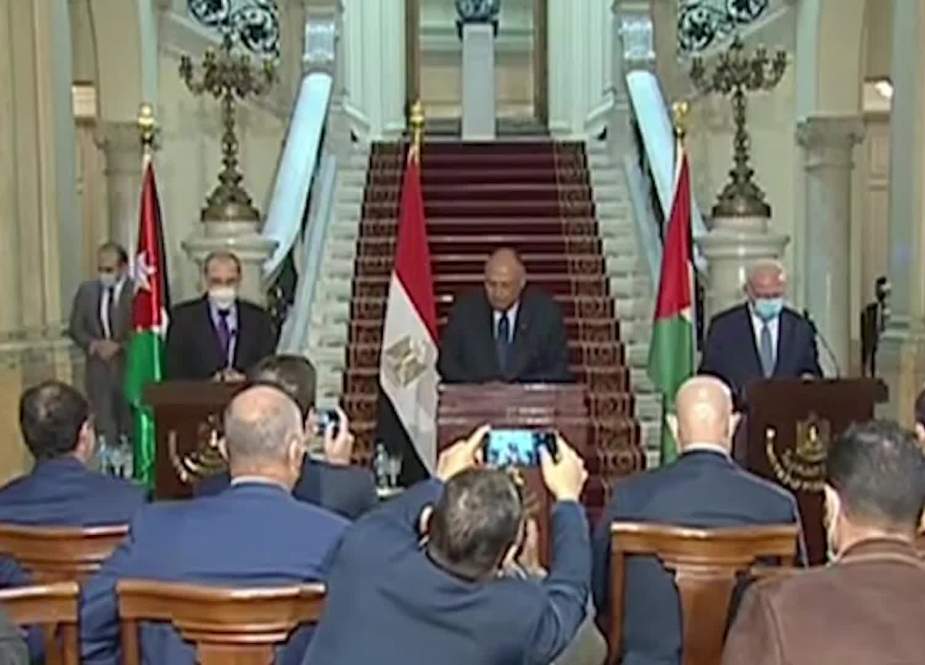Foreign ministers of Egypt, Jordan and Palestine met in Cairo.jpg