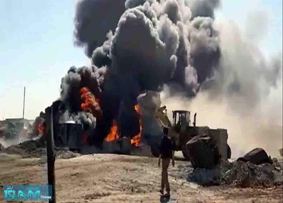 شام، دہشتگردوں کیجانب سے اسمگلنگ کیلئے ذخیرہ کئے گئے تیل کے ڈپو پر نامعلوم ڈرون حملے