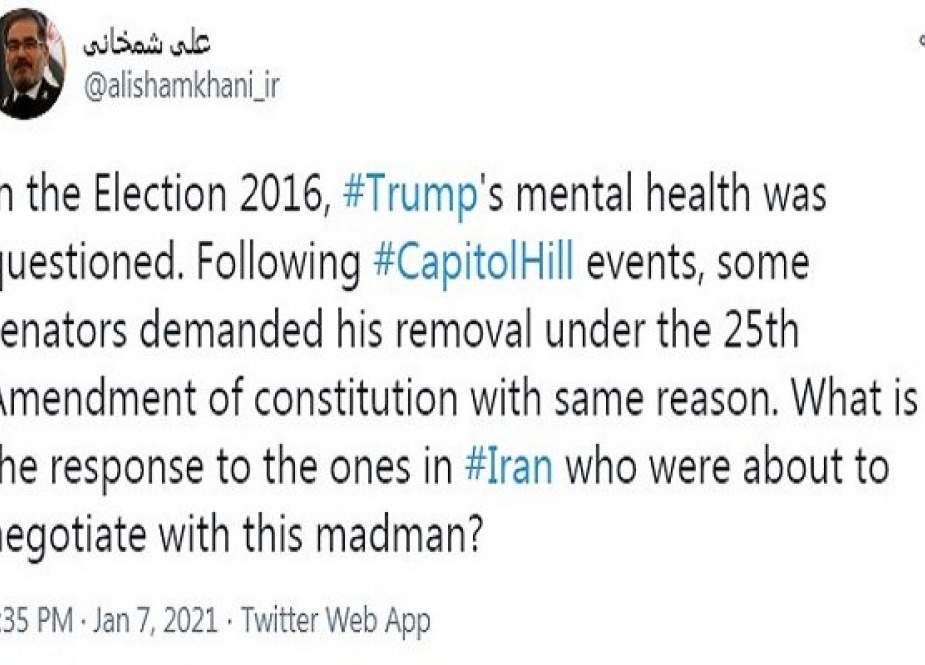 Shamkhani: Kesehatan Mental Trump Dipertanyakan Dalam Pemilu 2016 