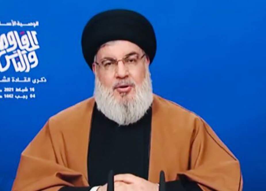 Hezbollah Secretary General during a speech commemorating Hezbollah Martyred Leaders.jpg