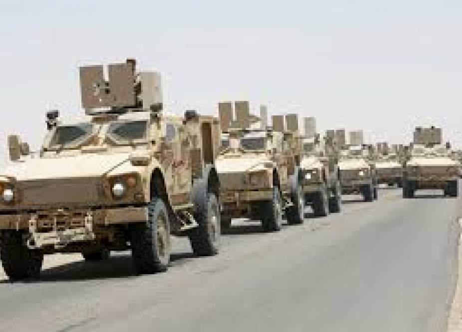 Military vehicles carrying Gulf Arab soldiers arrive at Yemen