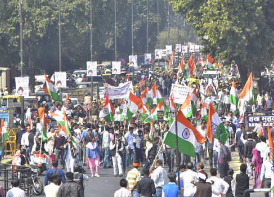 راجستھان میں کانگریس نے نئے زرعی قوانین کیخلاف پیدل مارچ کیا
