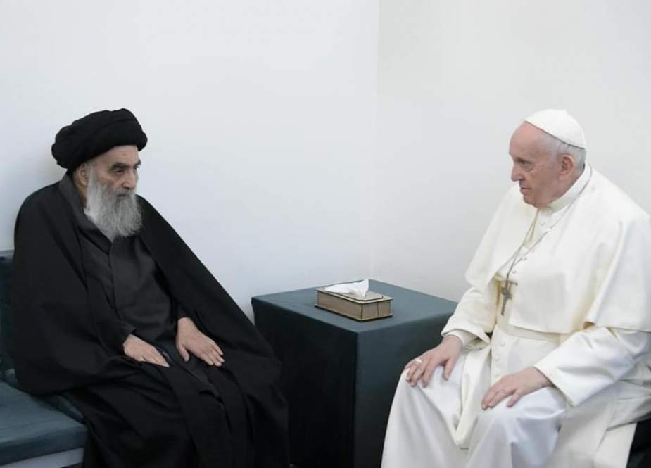 السيد السيستاني يطرح قضية فلسطين مع البابا