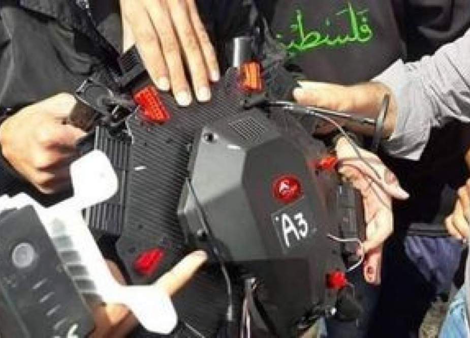 Palestinian Resistance intercept and control and Israeli quadcopter drone.jpg